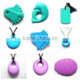 Fashion bpa free food grade silicone baby chewable pendant sensory tool