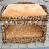 Oval Willow Wicker Dog Bed With Pillow thumbnail-3