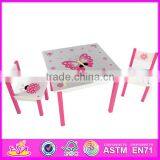 2015 New Wooden Table and Chair for Kids,colorful Cute Design 1 Table and 2 Chairs,wooden Children Table and Chairs Toy W08G125 thumbnail-2