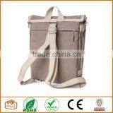 Unisex Messenger Bag and Backpack. Brown Canvas With Orange Details and Lining. Multiple Pockets thumbnail-3