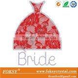 bride with hotfix lace dress & rhinestone transfers designs crystal for garment
