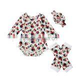 Long Sleeve Cotton Bodysuit /baby Floral Cotton Romper With Leg Warmers thumbnail-3