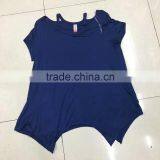 Women Stock Clothing Stylish Irregular Blank T-shirt thumbnail-1