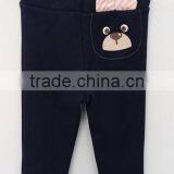 Cute Baby Girls Navy and Pink Embroidered Pants for Winter thumbnail-2