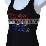 New Women GYM Singlet Custom Rhinestone 100 Cotton Tank Top thumbnail-3