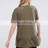 Fashion t Shirt Wholesale, t Shirt Ruffle Hem, Blank t Shirt thumbnail-2