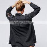 2017 Spring Long-sleeved Shirt Jacket Forest Green Coat for Women thumbnail-6