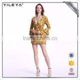 Customizable Printing V Neck Bell Long-Sleeved Jumpsuit For Women