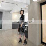 Velour Slip Mid-calf Lace Patchwork Ladies Spring Summer Dresses thumbnail-3