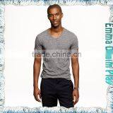 New Style Mens Best Organic Grey Cotton Muscle Fit V Neck T-Shirts Tops Apparel Suppliers thumbnail-1