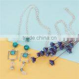 Eyeglasses Chain Holder Antique Silver Blue Square Round Imitation Turquoise thumbnail-3