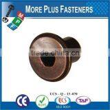 Made in Taiwan Brass Material Bronze or Nickle Material Flat Head Hex Socket Connector Cap Nut thumbnail-1
