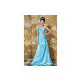 Light Blue Strapless A-line Taffeta Party Dresses Floor Length Prom Gown Ruffles thumbnail-1