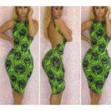 FEATHER PRINTED BODYCON DRSS