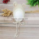 Newborn Knit Bonnet Handmade Crochet Mohair Bonnet Newborn Ruffle Mohair Hat Knit Bear Hat Baby Photo Props