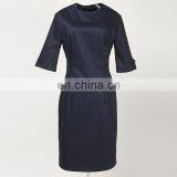 women's party cocktail bridal pinup pencil navy blue 3/4 sleeves vintage dress