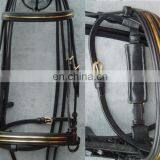 FANCY LEATHER HORSE BRIDLE WITH GOLDEN PIPINE. thumbnail-2