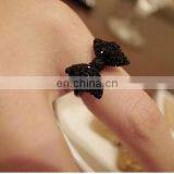 2017 New Stlye Vintage Adjustable Fully-jewelled Simulated Diamond Fashion Black Color Party Butterfly Rings For Women thumbnail-4