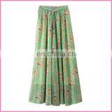 Summer New Fashion Printed Chiffon Drawstring Long Skirt thumbnail-1