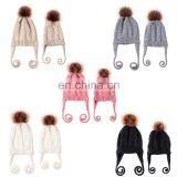 Мамы, дети, семейные шапки. Комплект семейных шапочек из шерсти. Шапочки для девочек-маленьких, вязанные зимние теплые шапки. Модные шапки для детей и мам из хлопка thumbnail-2