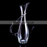 Mouth Blown Transparent Crystal Dipped Finish Wine Decanter With Handle thumbnail-1