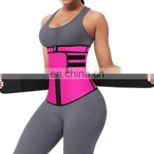 Custom Logo Compression Adjustable Sauna Sweat Double Belt Women Workout Girdle Red Neoprene Waist Trainer
