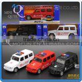Mini Qute 1:32 Kid Die Cast Pull Back Alloy G55 SUV Music Police Vehicle Model Car Electronic Educational Toy NO.MQ 858-101F