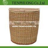Bamboo Wicker Laundry Hamper With Lid thumbnail-1