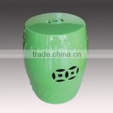 Decorative fine green glaze ceramic garden stool