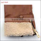 Ladies Cheap Driving Leather Hand Gloves With Lamb Fur thumbnail-6