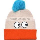 Fashion Cute Lovely Eyes Applique Fixed Kids Boys Girls Pompom Hat Beanie thumbnail-6