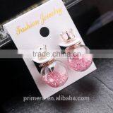 Brand Design Jewelry Thick Glass Beads Double Pearl Stud Earring thumbnail-2