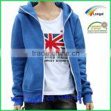 High Quality Blue Color Plain Girls Hoodies Jacket thumbnail-1