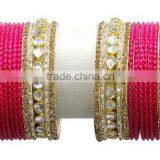 Party Wear Bollywood Bridal Designer Gold Plated Ethnic Bangles Set For Girls & Women thumbnail-4