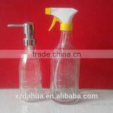 500ml&300ml Clear Glass Bottles for Liquid Soap With Pump Sprayer