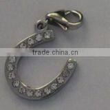Elegant Paved CZ U Shape Pendant 925 Sterling Silver Horseshoe Charm Pendant thumbnail-3
