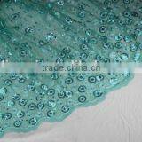 Organza Colorful Litter Sequin Flower Indian Fabric Silk African Fabric CL2029-3 Leaf Green thumbnail-1