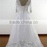 Dubai Muslim Bridal Gown 3/4 Long Sleeves Lace Wedding Dress Patterns 2016 Quality Choice Most Popular thumbnail-3