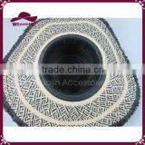Black and White Paper Straw Floppy Hat With Tassels thumbnail-5