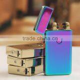 Electric Cigarette Ligter Flameless Rechargeable USB Double Arc Lighter Black Gold thumbnail-2