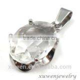 Clear White CZ 316l Stainless Steel Large Stone Pendants