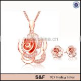 Rose Shape jewelry Necklace And Earring Jewelry Fashion Plated Rose Gold Jewelry Set                        
                                                Quality Choice
