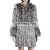 High Quality Knitted Fur Coat With Rabbit/silver Fox Fur/high Fashion Fur Style for Ladies KZ150105 thumbnail-1