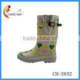 Fashionable Cheap Girl Half Love Printing Waterproof Wellington Boot
