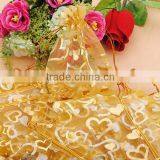 20*30cm Wholesale Gold Heart Print Drawable Organza Packaging Wedding Gift Bags