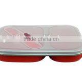 Microwave Safe 2 Compartments Silicone Folding Lunch Box With Lid thumbnail-2