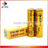 New Gold Efan IMR 18650 2600mAh 30A LiMn High Drain Flat Battery thumbnail-1