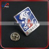 2016 epoxy coated offset printing metal badge with safety pin