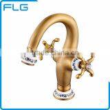 FLG100014 Bathroom Cold&Hot Water Antique Brass Sink Faucet thumbnail-1