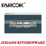 modern double bowl kitchen stainless steel sink with fanning stripe